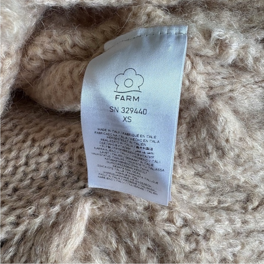 Farm Rio Ruffle Knit sand Cardigan size xs - Picture 5 of 6